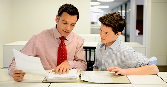 father and child working together