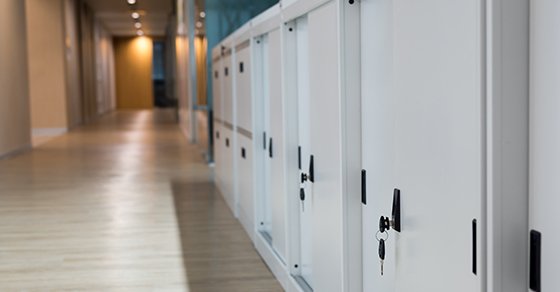 Row full of white lock safes