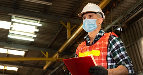 General Contractor wearing a medical face mask while on site