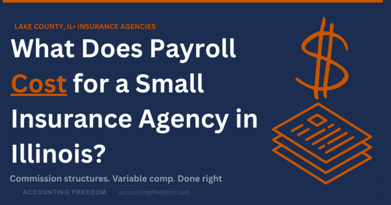 Accounting Freedom featured image: what payroll costs for a small insurance agency in Illinois, including commission-aware payroll setup.