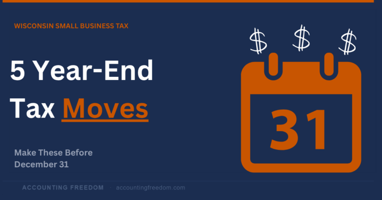 Wisconsin small business owners: five specific, time-sensitive tax moves to make before December 31 — with real dollar examples. Don't wait until your CPA calls.